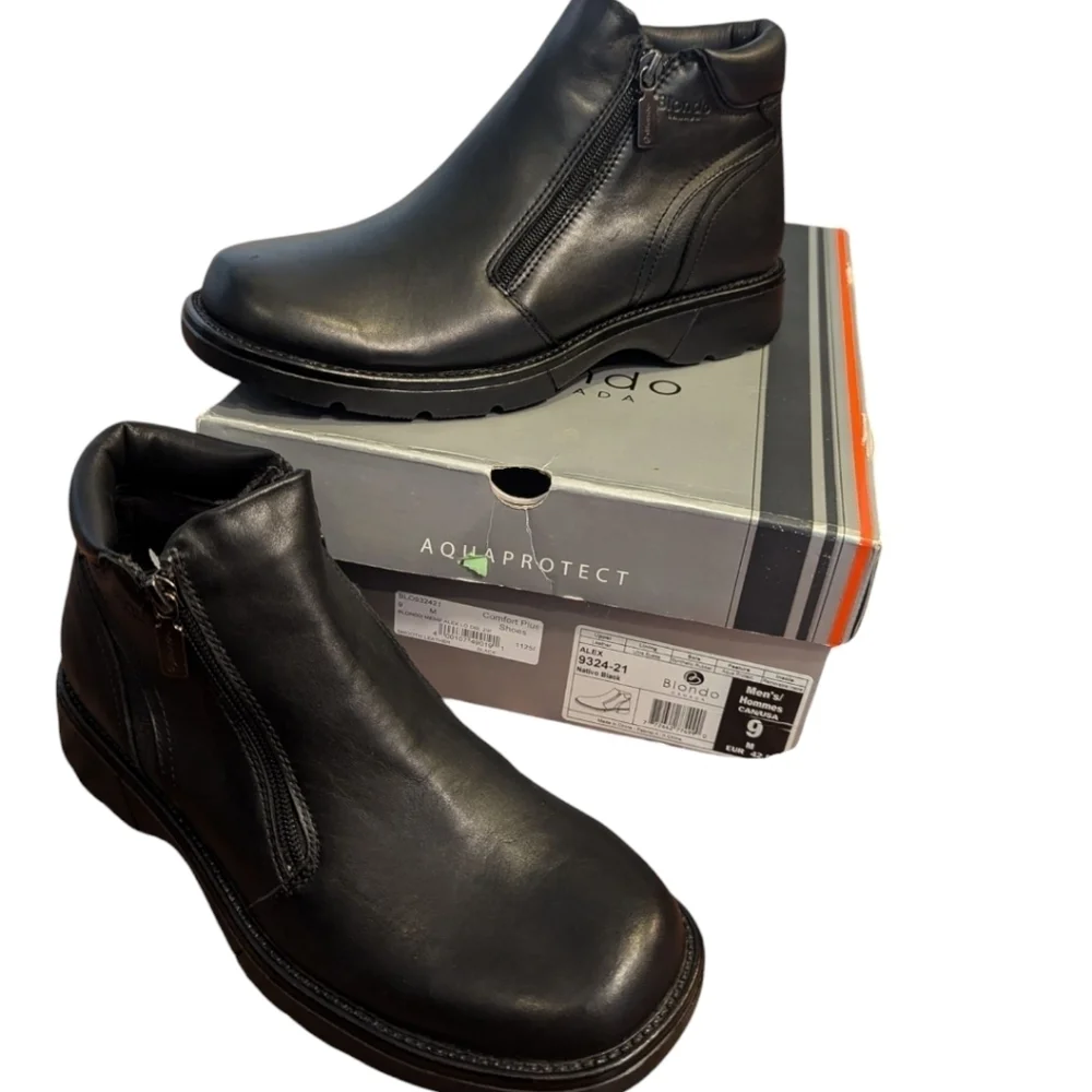 new Blondo Black Leather Alex Double Zip Comfy Chukka Boots NWT Sz 9